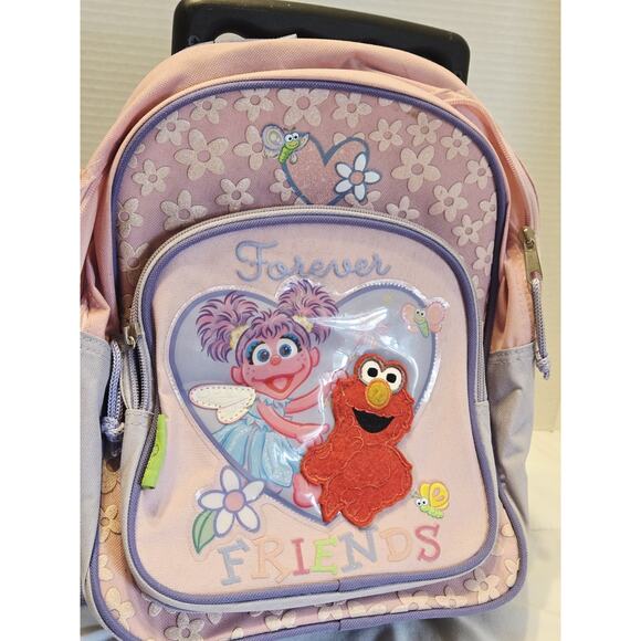 Vintage Sesame Street Rolling Backpack Abby Cadabby & Elmo Purple Retro Toddler - Picture 1 of 10